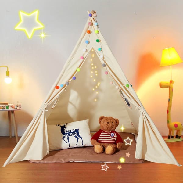 Børneteppe med måtte, vinduer, beige, 1-5 år