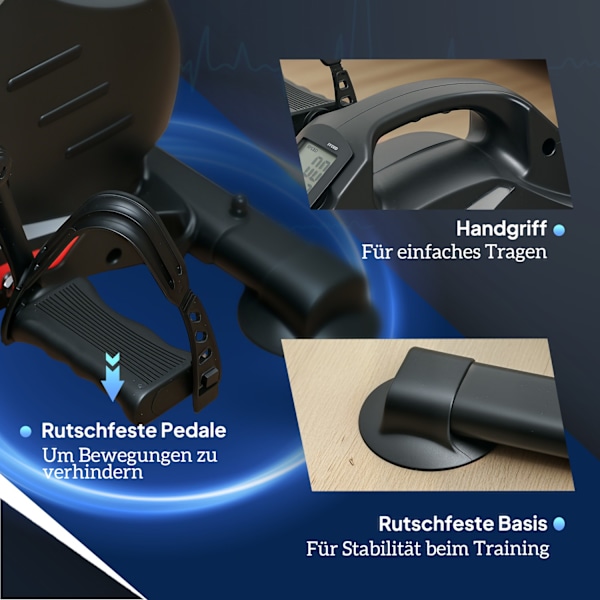 Pedaltræner stille mini motionscykel med 8 niveauer magnetisk modstand LCD-skærm bærbar bentræner med skridsikker måtte seniorer arm- og bentræningspe