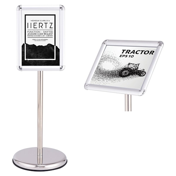 Informationsstander, informationsstander, plakatstander, kundestop lavet af metal, drejelig (A4)