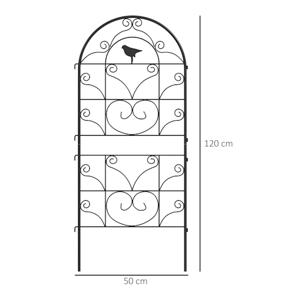 Metallspaljé Set med 2 för pluggning av rostfri spaljé med fågeldesign för klätterväxter 50 x 120 cm Spaljé för krukväxter Plant spaljé för tomater Bl