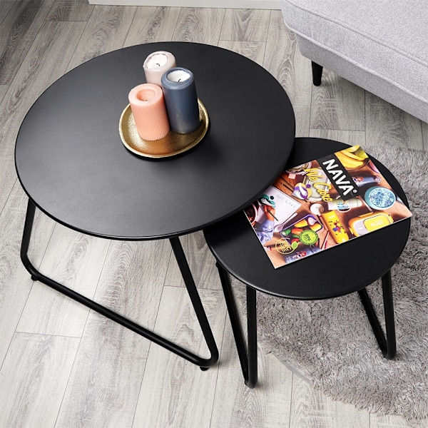 Soffbord i svart metall, 2 st.