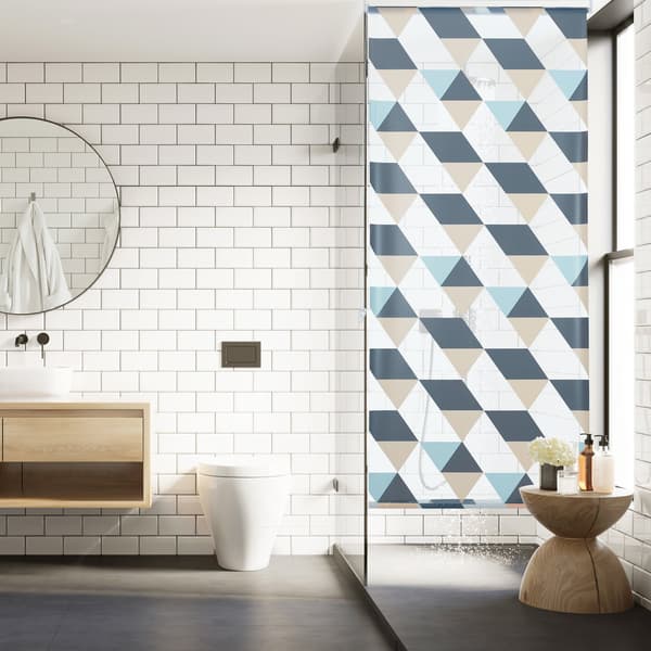 Vandafvisende Baderullegardin, geometrisk design