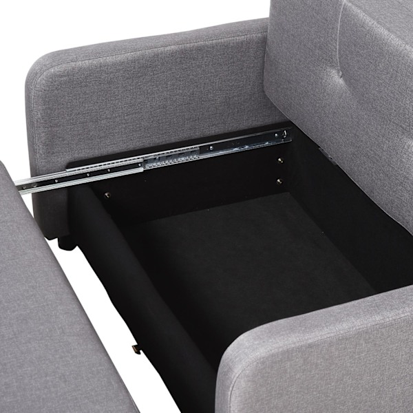 Bäddsoffa, bäddsoffa med förvaringsutrymme, kuddar, armstöd, 2-sits soffa med sovfunktion, linnelook, stoppad soffa med hjul för vardagsrum, sovrum, g