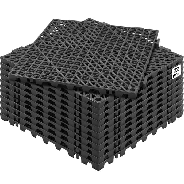 Sammankopplade PVC-dräneringsgolvplattor, halkfria, 12-pack