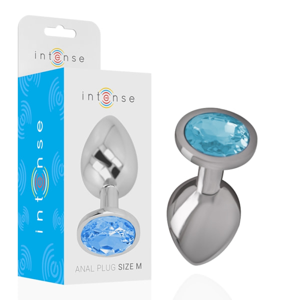 Intense - Aluminium metal analprop med blåt glas størrelse M