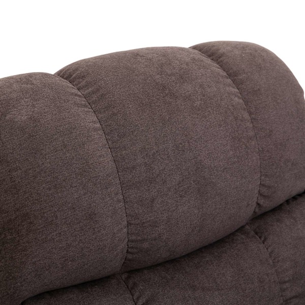 Massagestol med ståhjälp, relaxstol med värmefunktion, justerbar vinkel, USB-fjärrkontroll, kort plysch, brun, 83x95x105cm