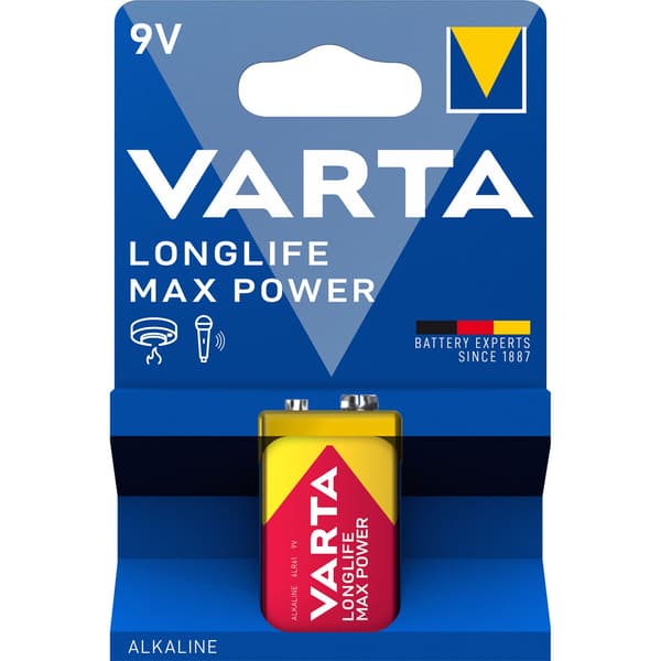 9V alkalisk batteri, langvarig strøm til enheder