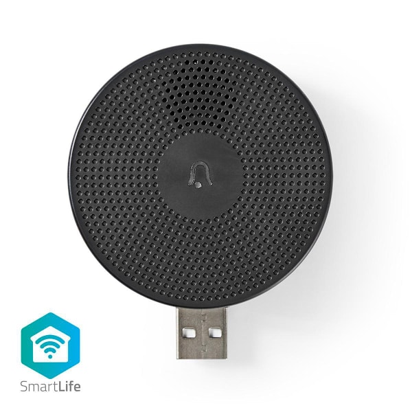 SmartLife Klokke | Wi-Fi | Tilbehør til: WIFICDP10GY | USB Drevet | 4 Lyde | 5 V DC | Justérbar volume | Sort