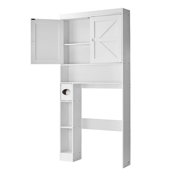 Förvaringsskåp över toaletten, dubbeldörr, 171 cm, vit