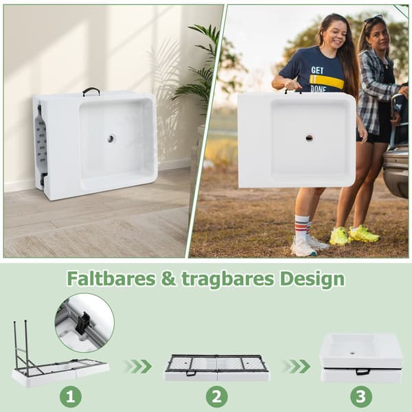 Fällbart campingbord med dubbla handfat & avloppsslang