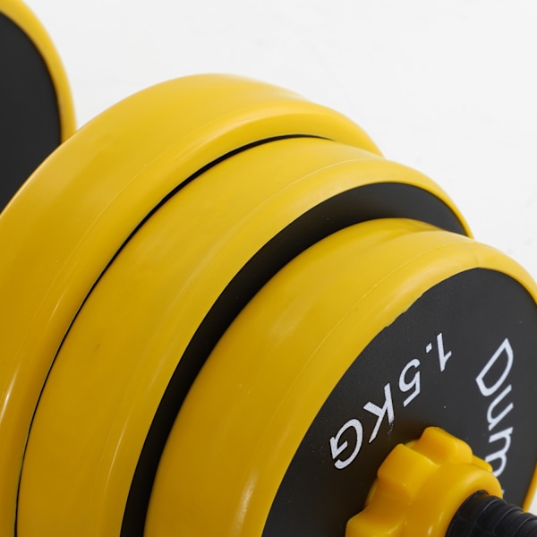 25 kg håndvægtsæt 3-i-1 justerbar ergonomisk med 12 plader 2 korte pinde og 1 lang pind i gul sort til fitness
