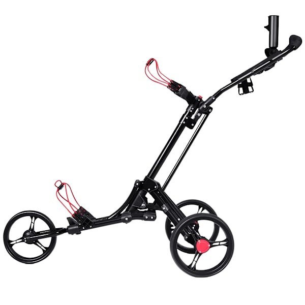 3-hjulet golfvogn golfvogn golf foldbar enkel push and pull vogn sort