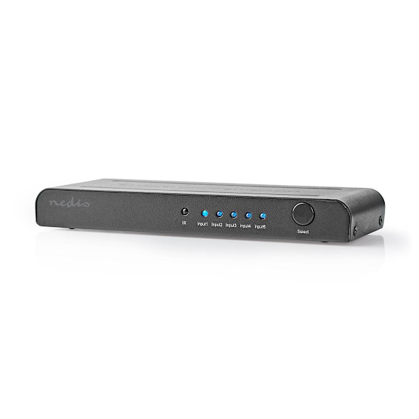 HDMI ™ switch | 5-Port port(s) | 5x HDMI ™ -indgang | 1x HDMI™ Output | 4K@60Hz | 18 Gbps | Fjernstyret | Metal | Antracit