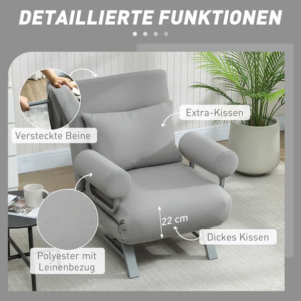 Sovestol, ergonomisk, lysegråt stof