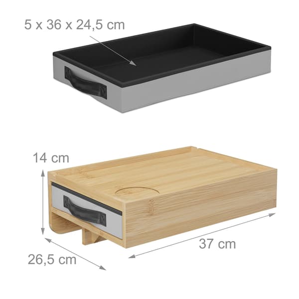 Klämbara sängbord i bambu, set om 2 med låda