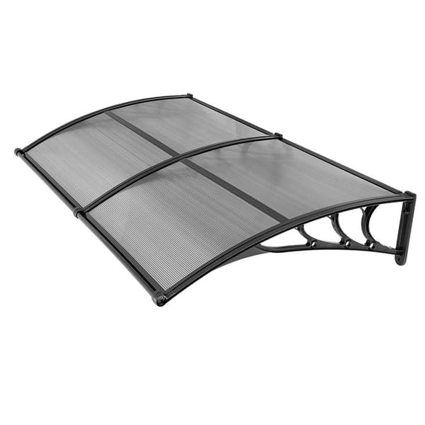 Polycarbonat dørmarkise 91 x 183 cm, røggrå, dræning