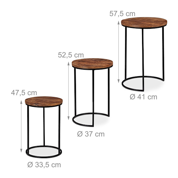 Sidebord sæt med 3 stk
