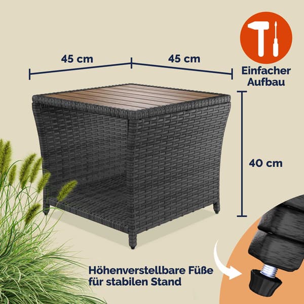Polyrattan sidebord grå 45x45x40cm