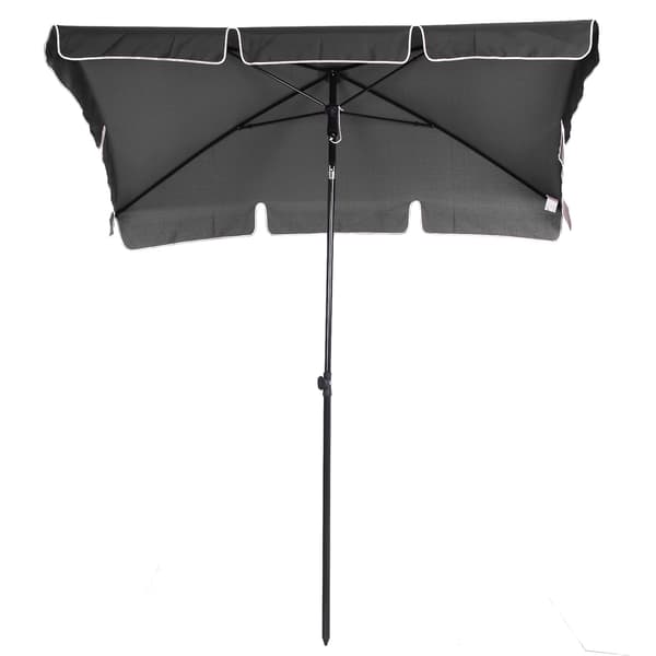 Parasol Strandparaply Med Uv-Beskyttelse, Foldbar Til Have Og Balkon, Grå Og Sort