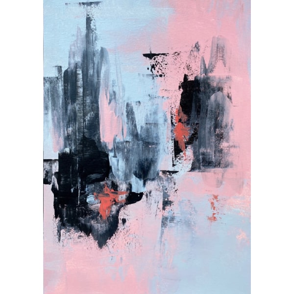 Pink And Grey Abstract 3 - 21x30 cm