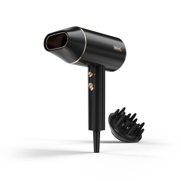 Wahl Ionic Flow hårtørrer 2100 W med Cool Shot, sort, diffuser, koncentrator