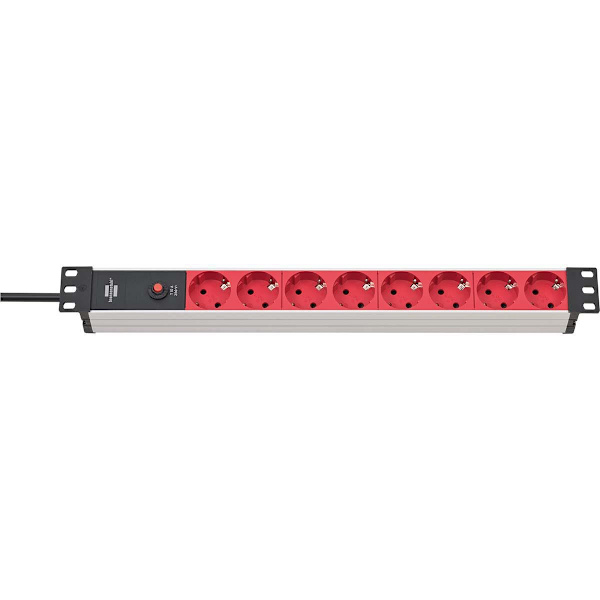 Alu-Line 8-tie 19" pistorasia kytkinrasialle PG Plug 2,00 m Musta/Punainen C14