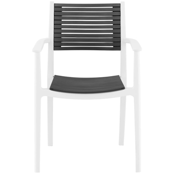 Plaststol med gennembrudt ryglæn til terrasse, altan, 4 stk. sort og hvid