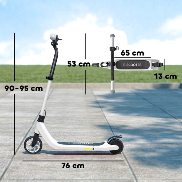 Elscooter för barn, 6 km räckvidd, svart och vit
