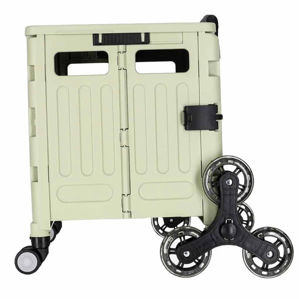 Trappeklatrende indkøbsvogn, foldbar 32L, låg