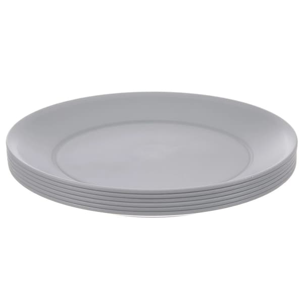 Plastdesserttallrikar, grå, 20,5 cm, set om 6