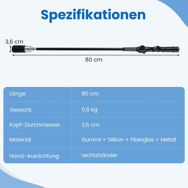 Golfsvingtræner med skridsikkert greb – sort, 80 cm