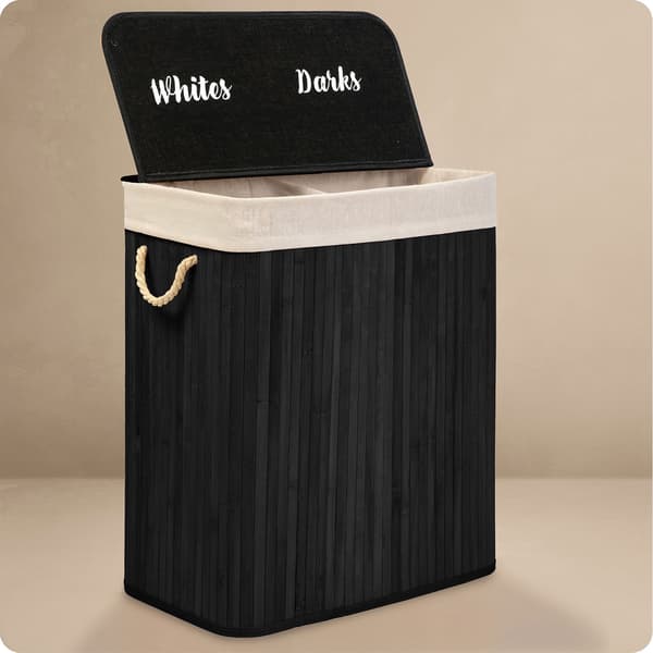 Bambu tvättkorg med lock 100 l Massido