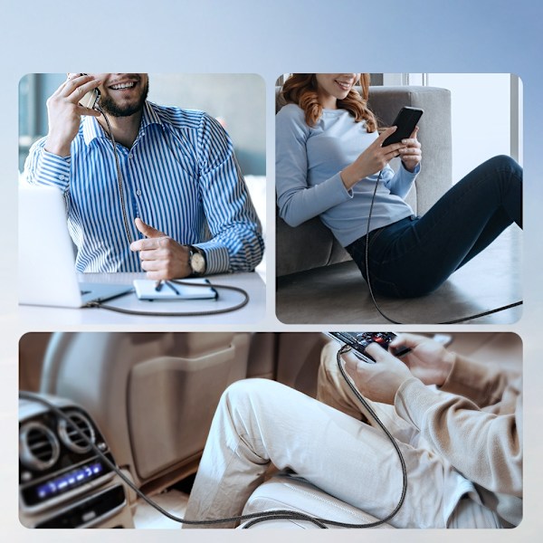 Light-Speed-sarjan USB-A - USB-C nopea siirtokaapeli 100 W 1,2 m musta