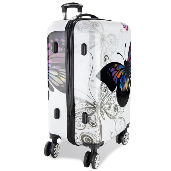 Hård kuffert, 98L, ABS-plast, sommerfugledesign