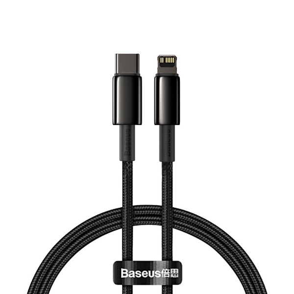 Kaapeli iPhonelle USB-C - Salamannopea lataus 20W 1m - täysin musta