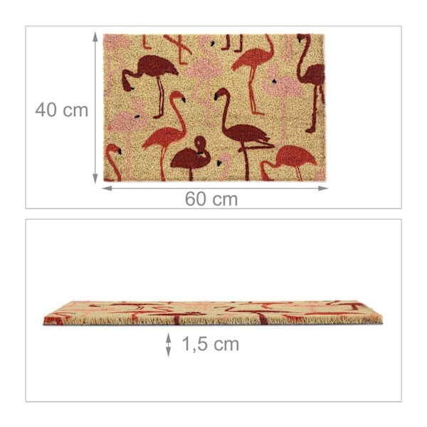 Kookoskuituinen kynnysmatto flamingoilla