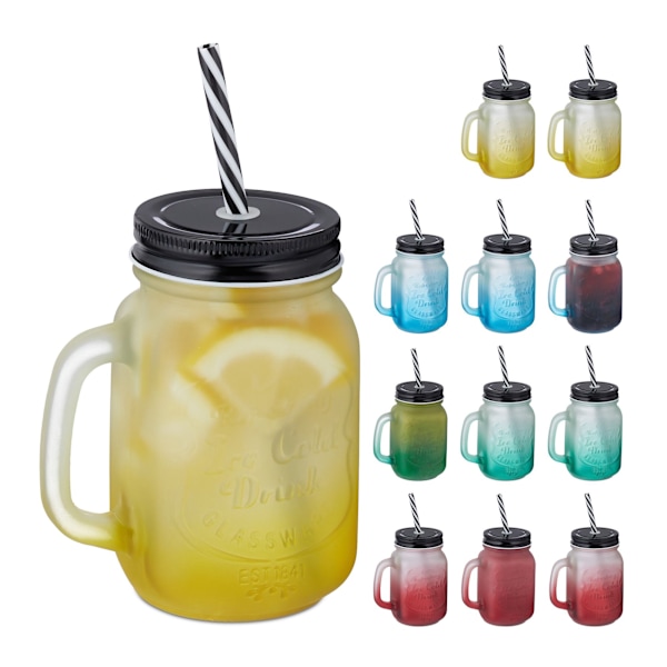 Färgglada dricksglas med lock set om 12 st