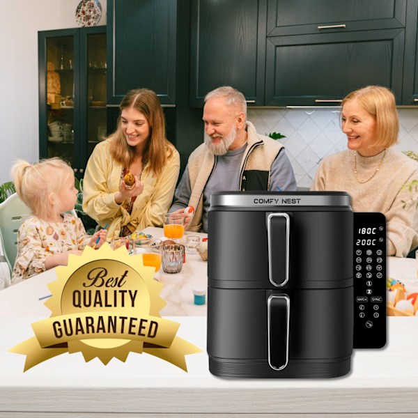 Comfy Nest CN-06177: 2 800 W Air Fryer med dubbelkorg med digital vikbar sidopanel - 11 L