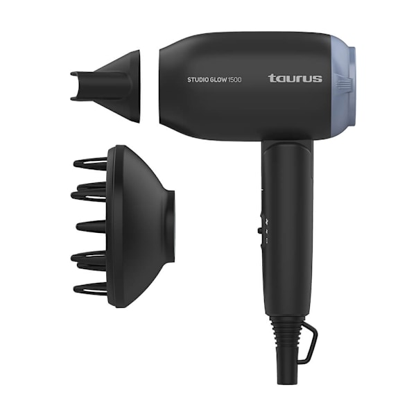 TAURUS Hårtørrer 1400W Studio Glow 1500 Sort Sort