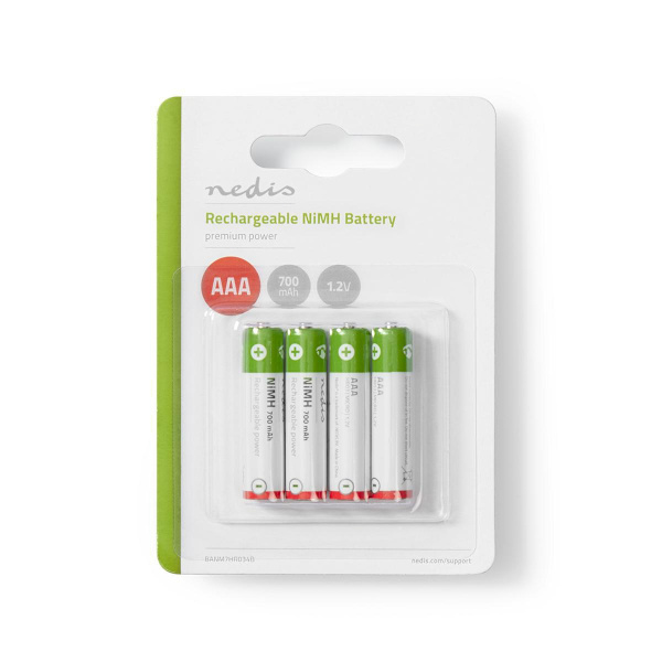 Ladattava Ni-MH-Akku AAA | 1.2 V DC | 700 mAh | Esiladattu | 4 - Läpipainopakkaus