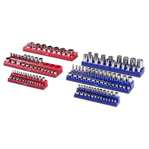 Magnetisk topnøgle-organizer, 6 dele, 143 toppe, metrisk og SAE
