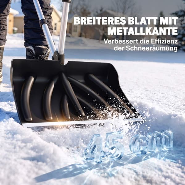 Ergonomisk snöskyffel med 45 cm brett plastblad