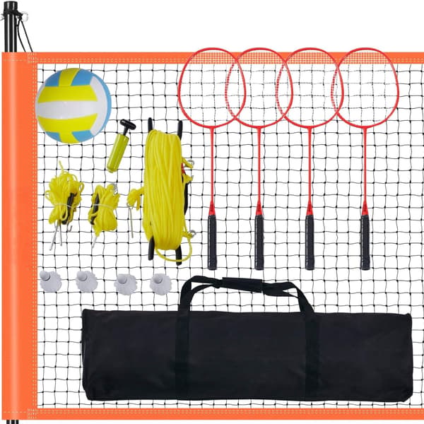 Volleyboll- och badmintonnätset – justerbart, bärbart