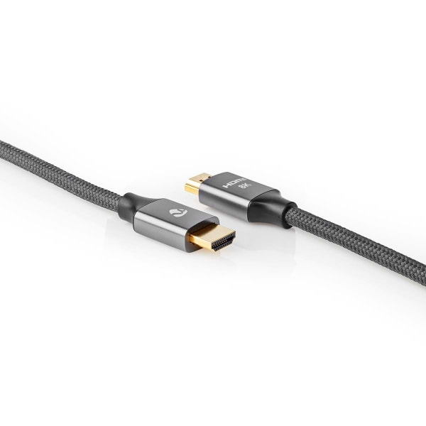 Ultra High Speed ​​HDMI ™ -kaapeli | HDMI™ liitin | HDMI™ liitin | 8K@60Hz | 48 Gbps | 1.00 m | Pyöreä | 6.3 mm | Antrasiitti / Gun Metal Harmaa | Laa