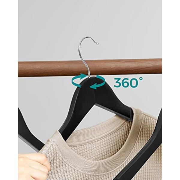 Elegante bøjler i massivt træ - Skridsikker, 360° drejelige kroge