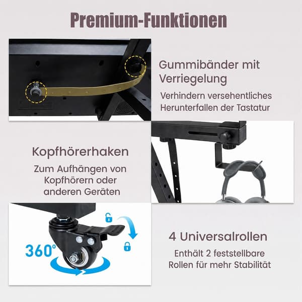 Justerbart keyboardstativ til elektriske klaverer med 49-88 tangenter