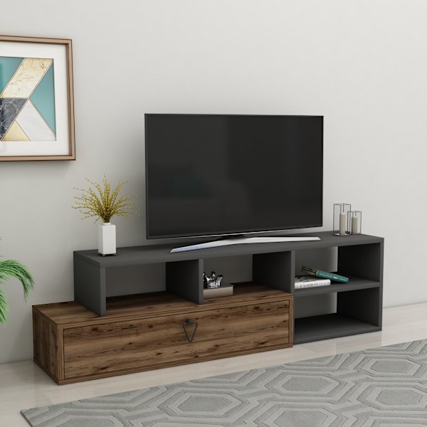 TV Stand Duru - Lys valnød, antracit