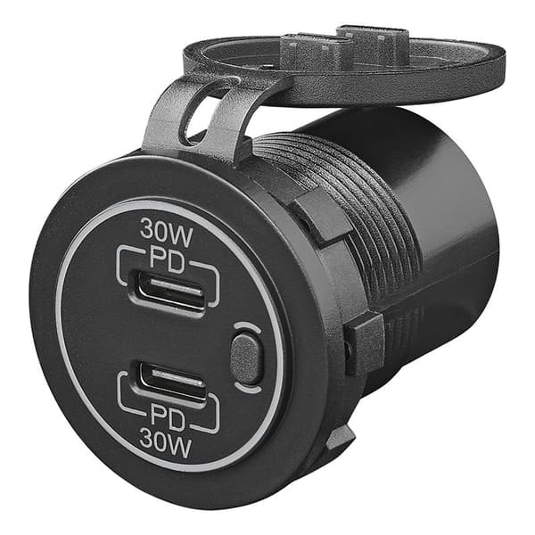 USB hurtigoplader, indbygget type C, 12/24V, 3A