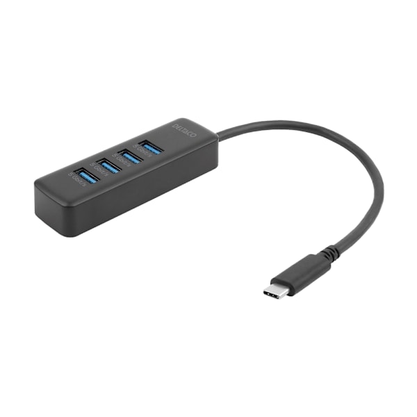 USB-C-hubb DELTACO, 5 Gbps, 4x USB-A, smal, juodas / USBC-HUB202 / 1902427