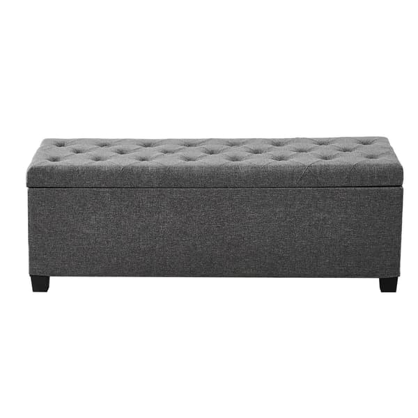 Förvaringsbänk med ottoman, linne med fällbart tak, sidofickor, grå